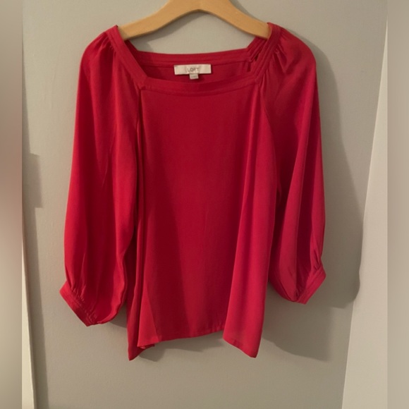 Loft Square Neck Red Blouse - Picture 2 of 5